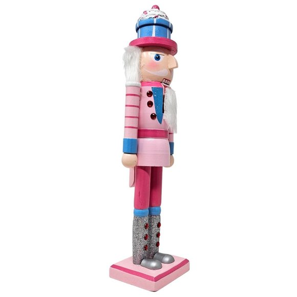 Pink Cupcake Pastel Soldier Nutcracker 14.5", Candy Themed Decor - Picture 4 of 5